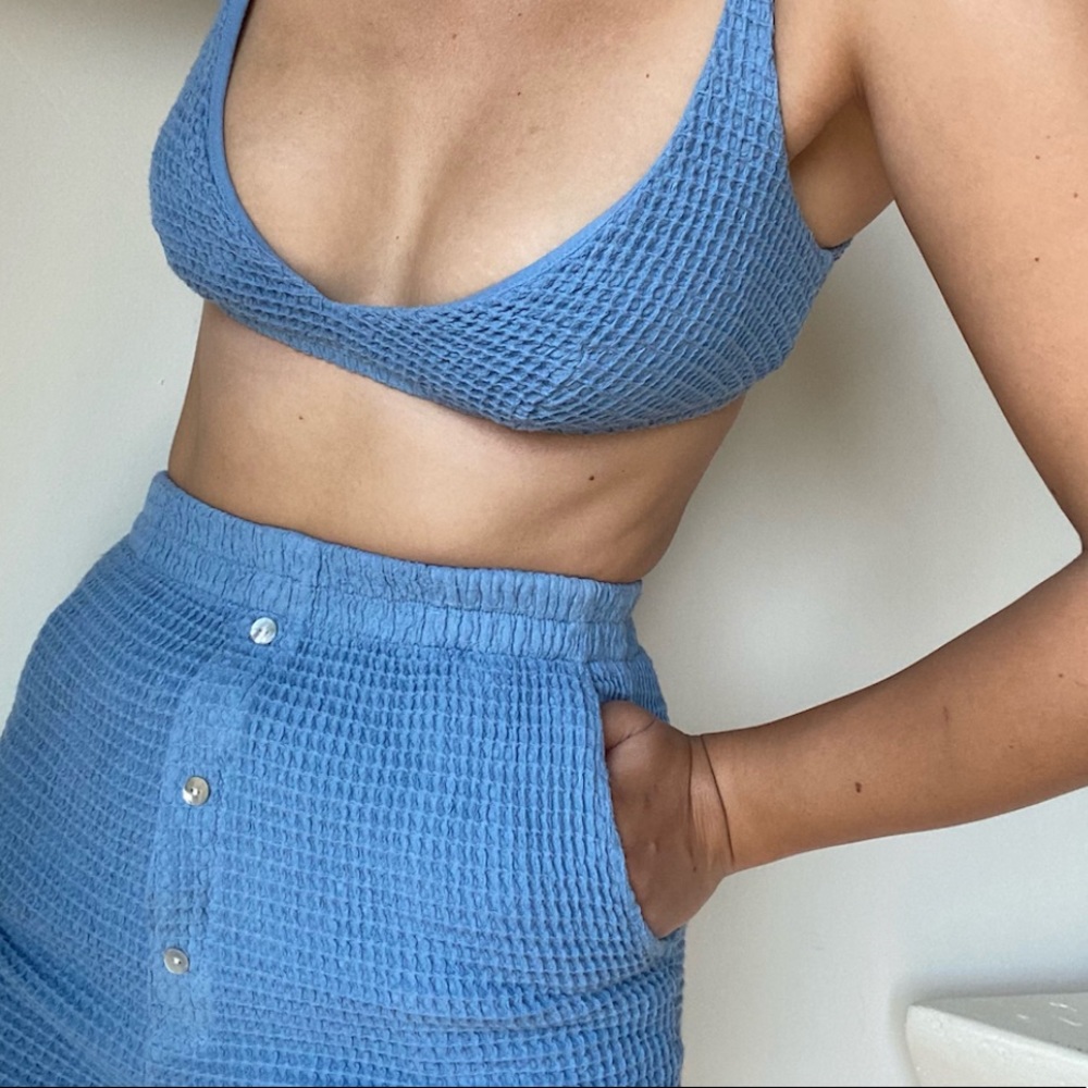 NWT- DONNI. Henley Waffle Bralette and Shorts